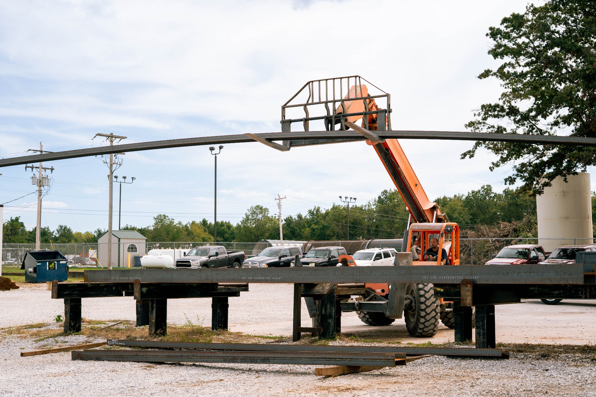 Telehandler loading structural beams